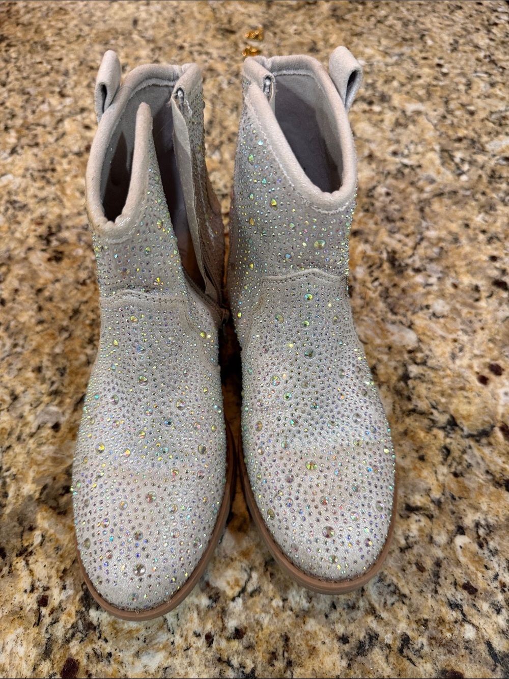 Limelight Beige Glitter Rhinestone Kids' Ankle Boots